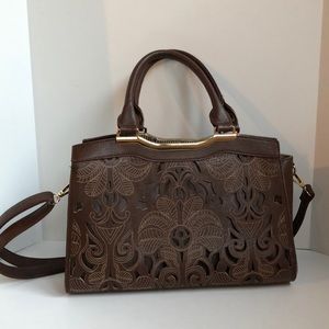 Mon Santino vegan leather laser cut leather handbag
